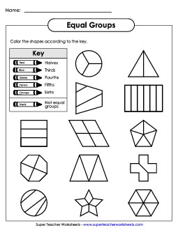 Equal Parts Fractions Worksheet