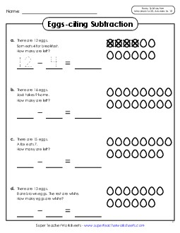 Eggs-citing Subtraction (Pictures) Worksheet