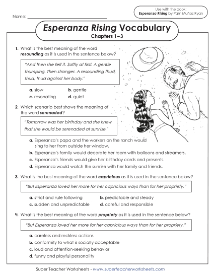 New Vocabulary Questions: Chapters 1 through 3 Worksheet New Vocabulary Questions: Chapters 1 through 3 Worksheet