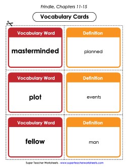 Vocab. Cards for Chapters 11-15 Books Worksheet