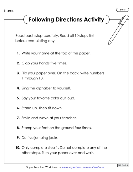 aFollowing Directions (Basic)