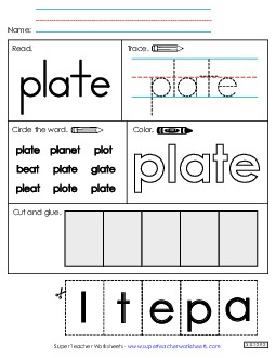 Worksheet 2: Plate Sight Words Individual Worksheet