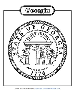 Georgia State Seal (Black & White) States Individual Worksheet