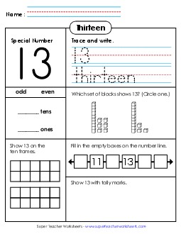 Special Number: Thirteen Counting Worksheet