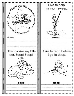 Mini-Book (-eep) Free Word Families Worksheet