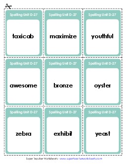 Flashcards (D-27) Spelling D Worksheet