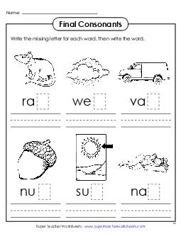 Final Letter Sounds Phonics Final Ending Sounds Worksheet