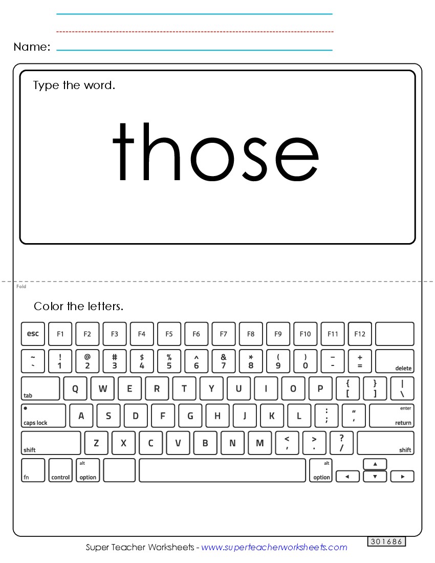 Type the Word: Those Sight Words Individual Worksheet