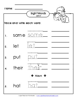 Read, Trace, Write (Unit 27) Sight Words Worksheet