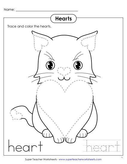 Hearts - Cat Geometry Worksheet
