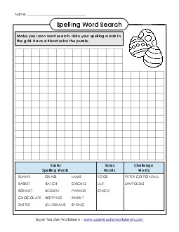 Make-a-Search (C-Easter)  Spelling C Worksheet