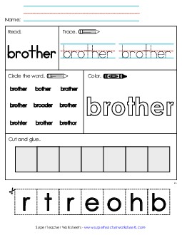 Worksheet 1: Brother Free Sight Words Individual Worksheet