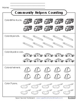 Count and Color Worksheet 1 Community Helpers Worksheet