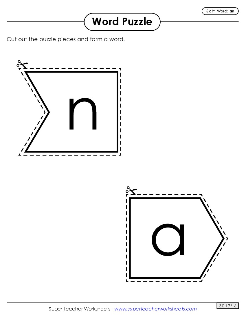 Word Puzzle: An Sight Words Individual Worksheet