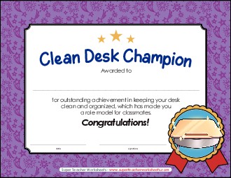 Clean Desk Champion Awards Worksheet