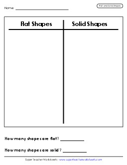 Flat and Solid Shapes Sort (Cut & Glue) 1st Grade Math Worksheet