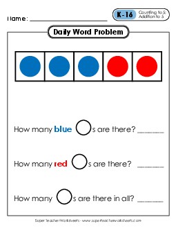 Daily Word Problems K-16 through K-20 Worksheet