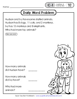 Daily Word Problems C-1 through C-5 Free Worksheet