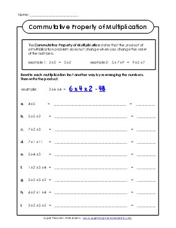 Commutative Property Multiplication Worksheet