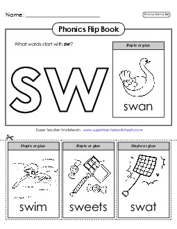 Phonics Flip Book (Sw-) Phonics Blends Worksheet