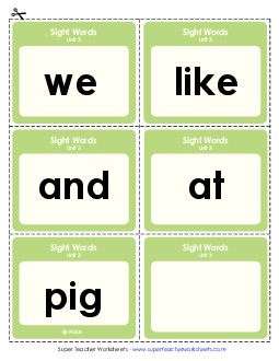 Flashcards (Unit 3) Sight Words Worksheet