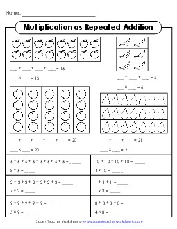 Multiplication As Repeated Addition: Fruit Free Worksheet