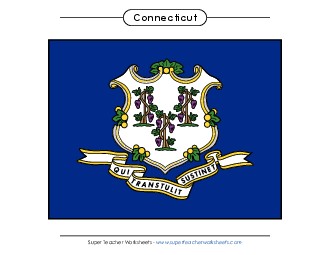 Connecticut State Flag (Full-Color Version) States Individual Worksheet