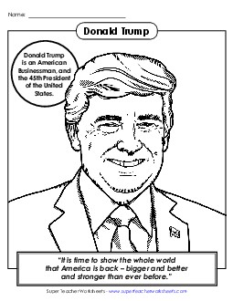 President #45: Trump Coloring Page  Presidents Worksheet