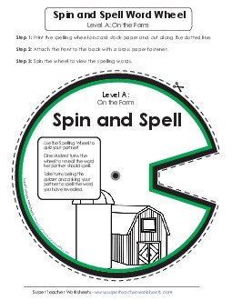 Word Wheel (A-Farm Words)  Spelling A Worksheet