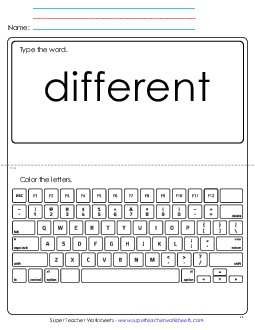 Type the Word: Different Sight Words Individual Worksheet