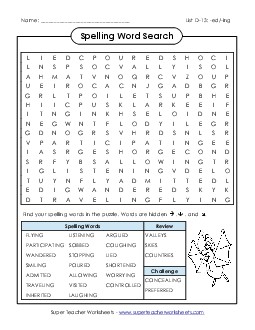 Word Search (D-13) Spelling D Worksheet