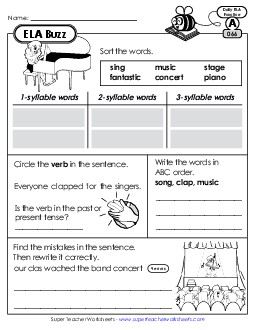 ELA Buzz: Week 14 Worksheets 66 through 70 Daily Ela Review Worksheet