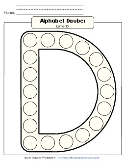 Letter D - Dabber Alphabet Worksheet