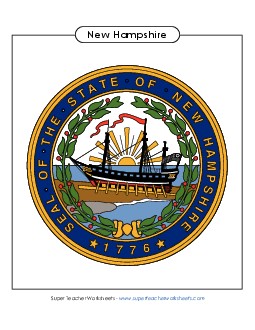 New Hampshire State Seal (Full-Color Version) States Individual Worksheet