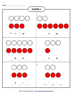 Addition: Counter Pictures (Sums to 10) Free Worksheet