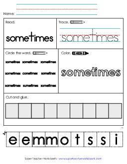 Worksheet 2: Sometimes Sight Words Individual Worksheet