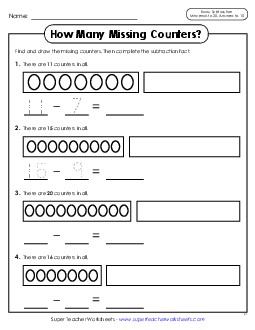 How Many Missing Counters? Subtraction Worksheet