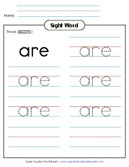 Trace the Word: Are Sight Words Individual Worksheet