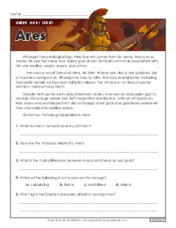 Ares Reading Comprehension Reading Comp Short Worksheet