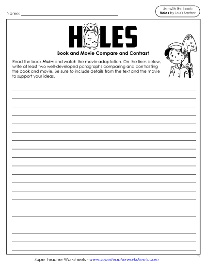 New Compare & Contrast Essay: Holes Worksheet New Compare & Contrast Essay: Holes Worksheet