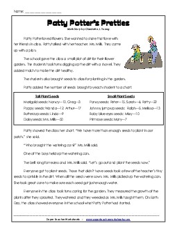 Math Story - Garden Word Problems Worksheet