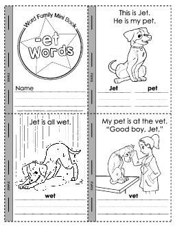 Mini-book: -et Words Word Families Worksheet