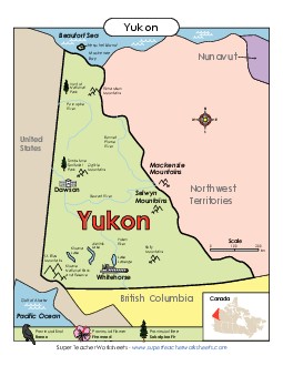 Yukon Map (Full Colour) Canada Worksheet