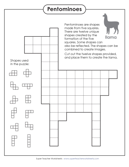 New Llama Pentomino Puzzle Worksheet New Llama Pentomino Puzzle Worksheet