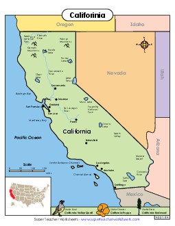 Map of California State Maps Worksheet