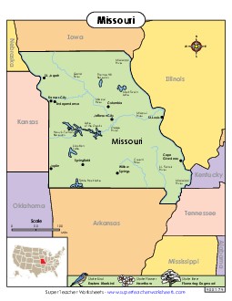 Map of Missouri State Maps Worksheet