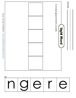 Large Cut-and-Glue: Green Sight Words Individual Worksheet