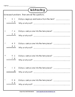 Explain Regrouping Subtraction Worksheet