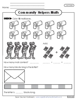 Community Helpers Math: Mail Carrier Worksheet