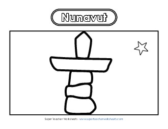 Nunavut Flag (Black & White) Free Canada Worksheet